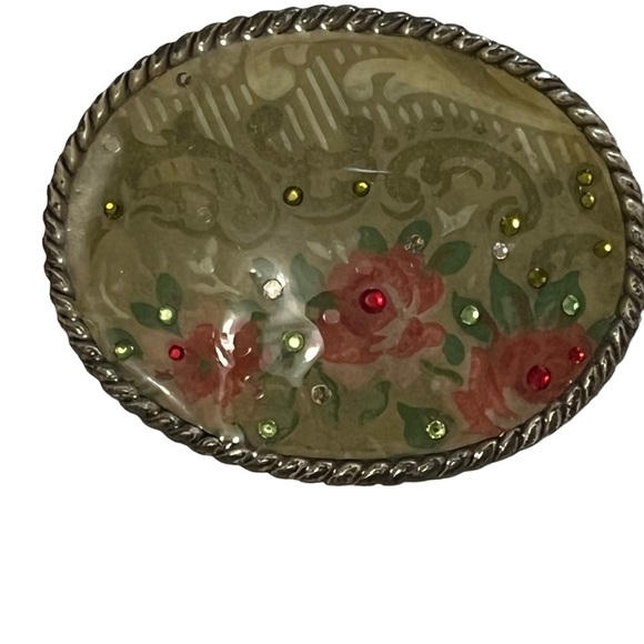 d.l. rhein Los Angeles Handmade Floral Belt Buckle southwestern rodeo stagecoach - Picture 3 of 10